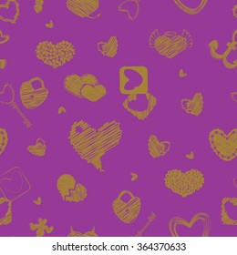 Seamless Colored Pattern with Hearts. St. Valentine's Day or Weddings Design Element. Doodle Style. Vector background.