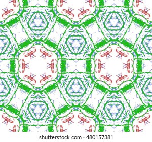 Seamless Colored Pattern. Ornamental vector pattern. Decorative background with round floral and geometric ornament. Decorative wallpaper design in shape