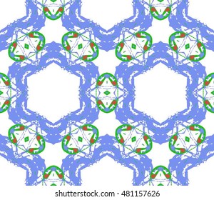 Seamless Colored Pattern. Ornamental vector pattern. Decorative background with round floral and geometric ornament. Decorative wallpaper design in shape