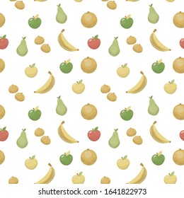 Seamless colored pattern with small fruits on a white background.