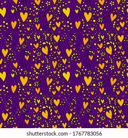 seamless colored pattern vector abstract fabric print with flowers and hearts 