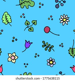 seamless colored pattern vector abstract fabric print with flowers and hearts vector illustration