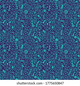 seamless colored pattern vector abstract fabric print with flowers and hearts vector illustration