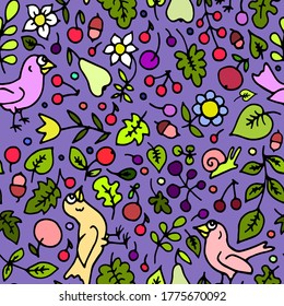 impresiones de tela abstracta de tipo vectorial de color transparente con flores y pájaros ilustración vectorial