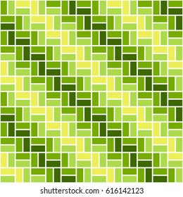 Seamless colored pattern with yellow and green color rectangles. Zigzag or sidestep view.