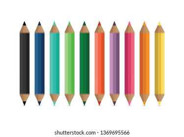 Seamless colored pencils row