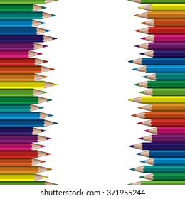 seamless colored pencils row on left and right side