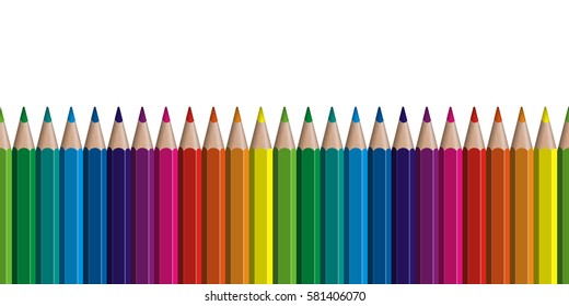 seamless colored pencils row on lower side