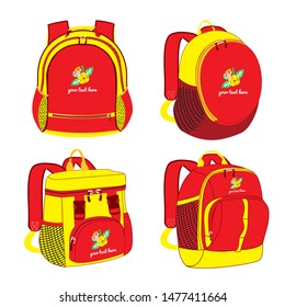 Seamless Colored school backpacks set. School bag Set Vector