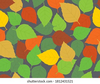 Textura de color sin foco con tema de hoja de otoño. Fondo gris oscuro.