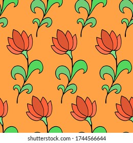 seamless colored vector floral pattern background with flowers
