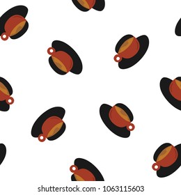 Seamless colored vector pattern with coffee or tea cups on a white background.