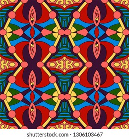 seamless colored vintage geometric pattern, texture for wallpaper, web page background, fabric and wrapping paper design, vector illustration