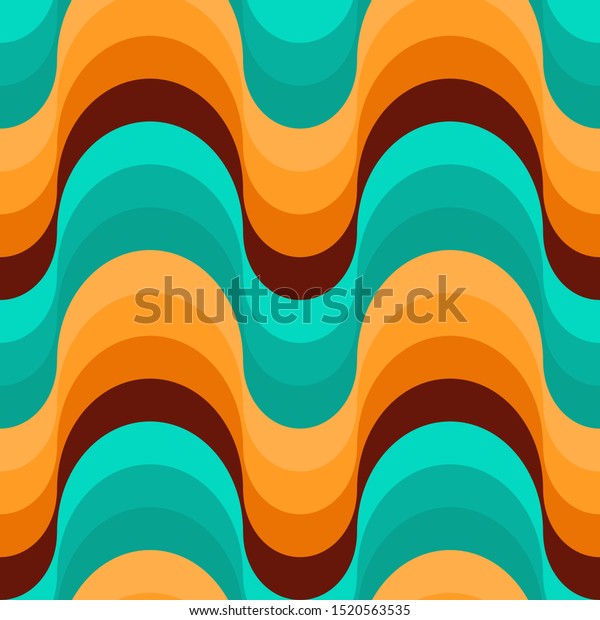 Seamless Colorful 70s Pattern Design Wavy Stock Vector Royalty Free