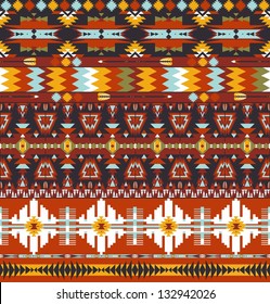 Seamless colorful abstract geometric aztec pattern with arrow