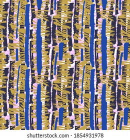 Seamless colorful abstract hand drawn pattern with brush strokes. Vector design for fabric, textile and wallpaper.