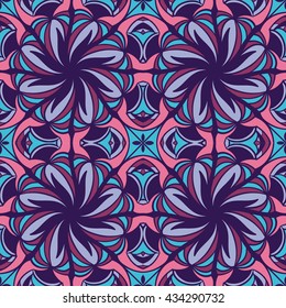 Seamless colorful abstract pattern, mandala, circular floral ornament, stock vector