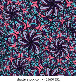 Seamless colorful abstract pattern, mandala, circular floral ornament, vector stock