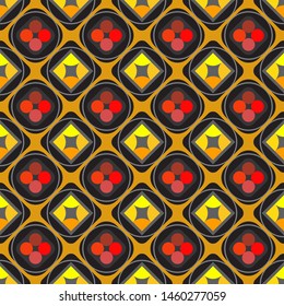 Seamless colorful abstract pattern mosaic ornamental symmetric tiled geometric background for print, wrapping, textile