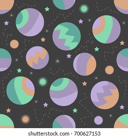seamless colorful abstract planet pattern on grey background