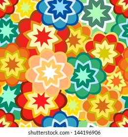 Seamless colorful abstract summer flower buds vector pattern.