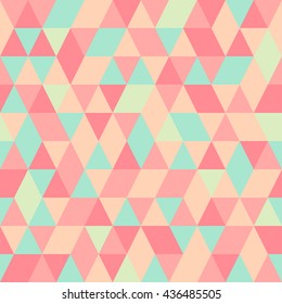 Seamless colorful abstract triangles pattern. Retro background of geometric shapes. Bright modern mosaic backdrop. Vintage triangle ornament.
Creative cover, decorative elements. Vector illustration. 
