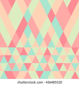 Seamless colorful abstract triangles pattern. Retro background of geometric shapes. Bright modern mosaic backdrop. Vintage triangle ornament.
Creative cover, decorative elements. Vector illustration. 