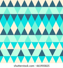 Seamless colorful abstract triangles pattern. Retro background of geometric shapes. Bright modern mosaic backdrop. Vintage triangle ornament. Creative cover, decorative pattern. Vector illustration.
