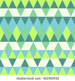 Seamless colorful abstract triangles pattern. Retro background of geometric shapes. Bright modern mosaic backdrop. Vintage triangle ornament. Creative cover, decorative pattern. Vector illustration.
