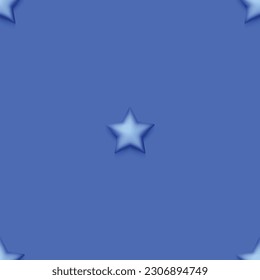 Seamless Colorful Aesthetic Pattern with Cute Stars. Romantic Simple Design Element. Monochromatic Blue Texture. Design for Prints, Fabrics, Wallpapers etc. Vector 3d Illustration