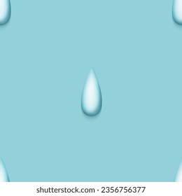 Seamless Colorful Aesthetic Pattern with Cute Drops. Romantic Simple Design Element. Monochromatic Turquoise Texture. Design for Prints, Fabrics, Wallpapers etc. Vector 3d Illustration