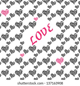 Seamless colorful animal skin texture of zebra heart