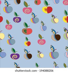 Seamless  with colorful  apples.