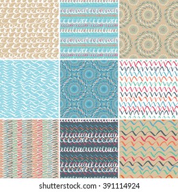 Seamless colorful artistic expression vector patterns. 