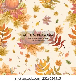 Seamless colorful autum design element for greeting card, flyers, leaflets, postcards and posters. Vector illustration.