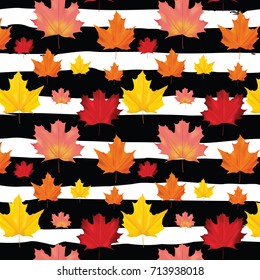 Seamless Colorful Autumn Leaves Background Pattern in Vector