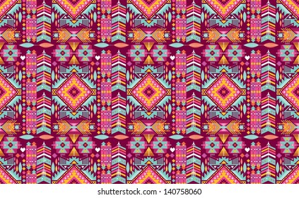 Seamless colorful aztec geometric pattern