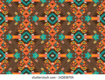 Seamless colorful aztec geometric pattern