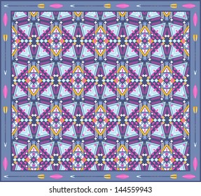 Seamless colorful aztec geometric pattern
