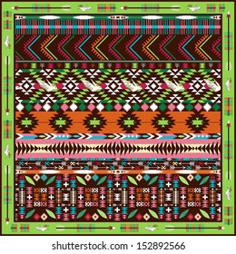 Seamless colorful aztec geometric pattern