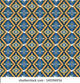 Seamless colorful aztec pattern with birds and arrow
