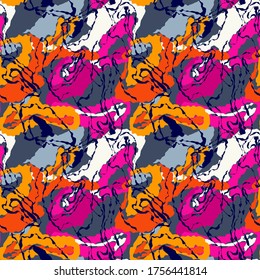 Seamless colorful backdrop with chaotic wave shapes, abstract pattern.
