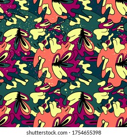 Seamless colorful backdrop with cute abstract flowers.