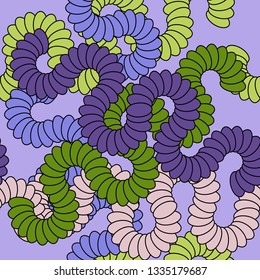 Seamless colorful background with abstract curls. Geometric pattern for textile, cover, wallpaper, gift packaging, printing.Print for children's products, home textiles.