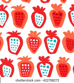 Seamless colorful background with berries. Endless fabric texture. Decorative drawing pattern