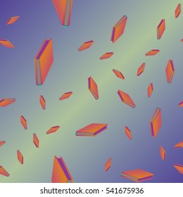 Seamless colorful background with book pattern Background wallpaper. Vintage cute seamless backdrop with books - vector illustration.