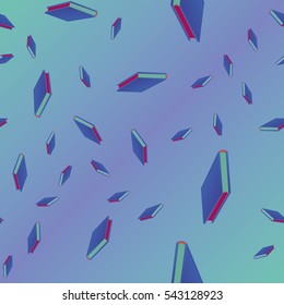 Seamless colorful background with book pattern. Background wallpaper. Vintage cute seamless backdrop with books - vector illustration.