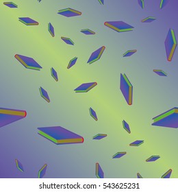 Seamless colorful background with book pattern. Background wallpaper. Vintage cute seamless backdrop with books - vector illustration.