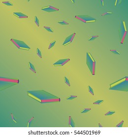 Seamless colorful background with book pattern. Background wallpaper. Vintage cute seamless backdrop with books - vector illustration.