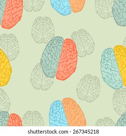 Seamless Colorful Background Brain Pattern Flat Stock Vector (Royalty ...